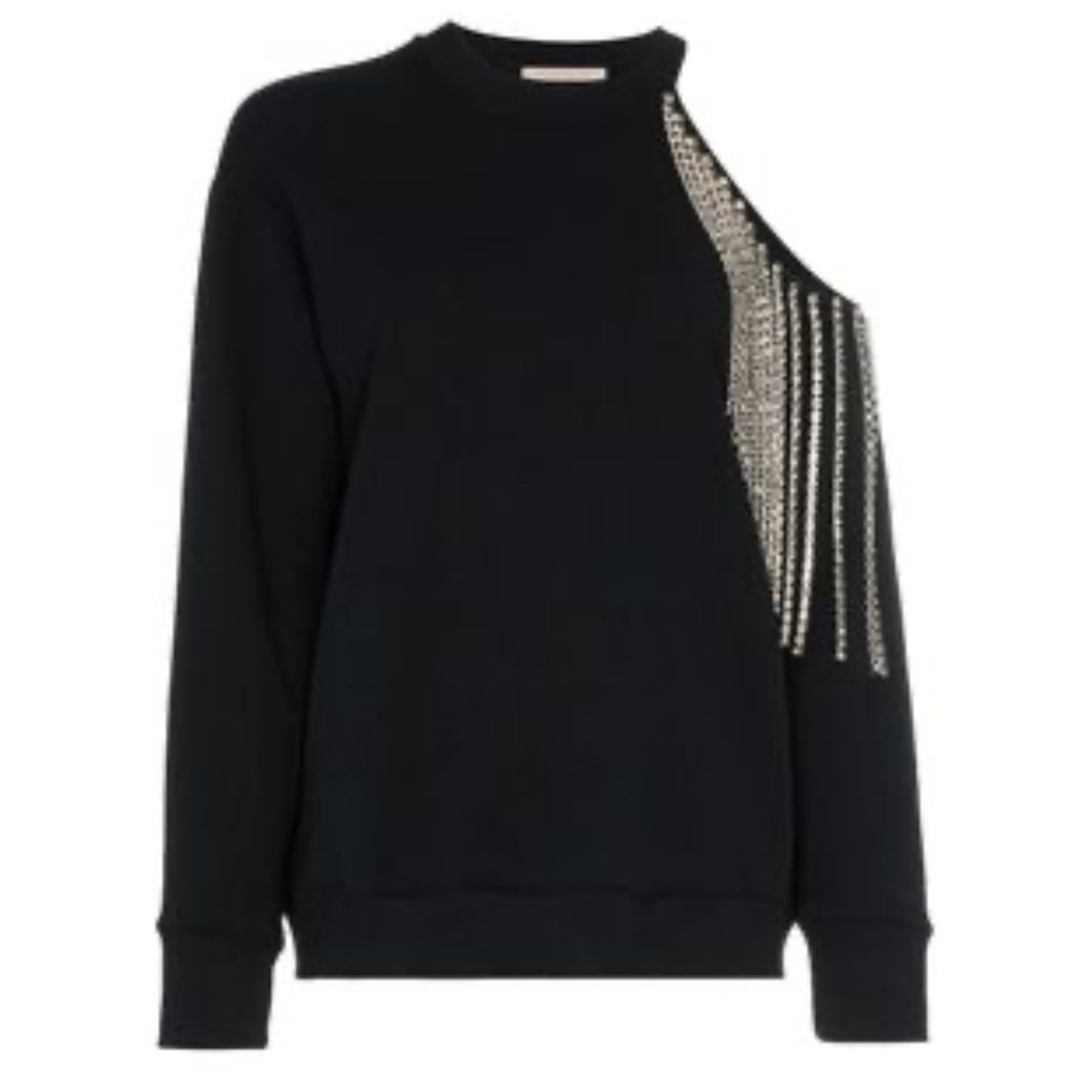 Stylish Cold Shoulder rhinestone sweater/sweatshirt New with out tags sz XS